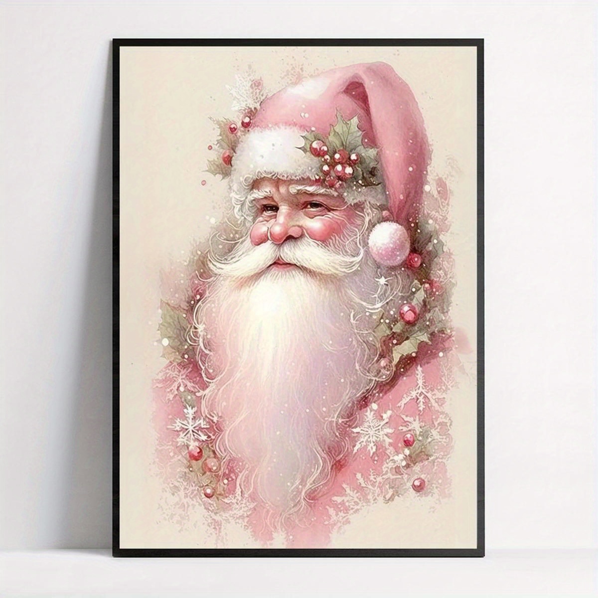 Pink Christmas good Santa canvas