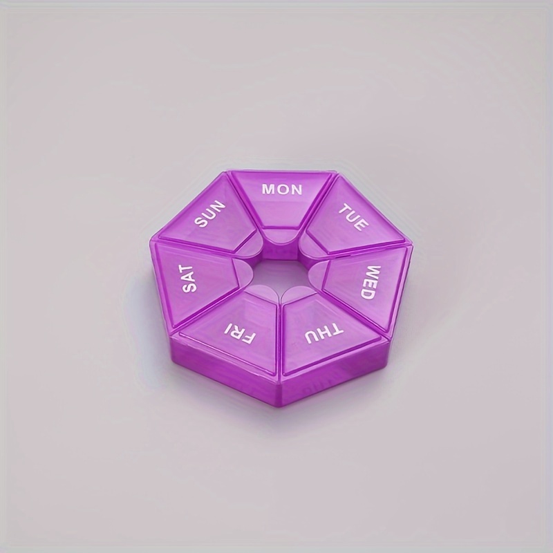 Image of 1pc Weekly Rainbow Pill Box, 7-grid Thickened Pill Storage Box, Portable Round Tablet Storage Box
