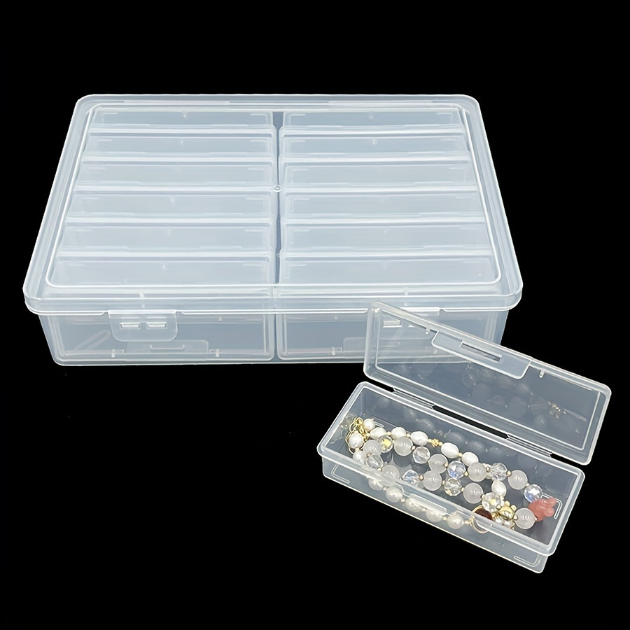 12-pack Clear Plastic Organizer Boxes For Crafts, Jewelry, And Beads - Multipurpose Storage Containers With