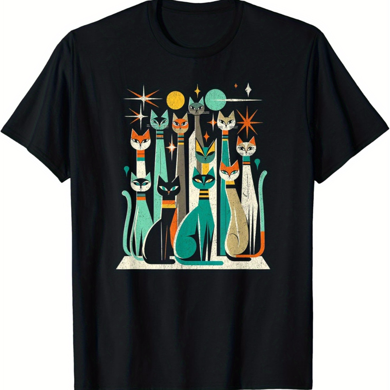 

Vintage Mid-century Long-necked Cat '50s And' 60s Style T-shirt