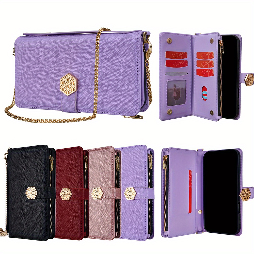 

Quality Hardware Chain With Card Holder Cash Slot Hand Strap Flip Phone Case For Realme C20 C21 C21y C25y C31 C30 C30s C35 C55 C53 C51 C61 C63 C65 C67 4g 5g C33 2022 C33 2023