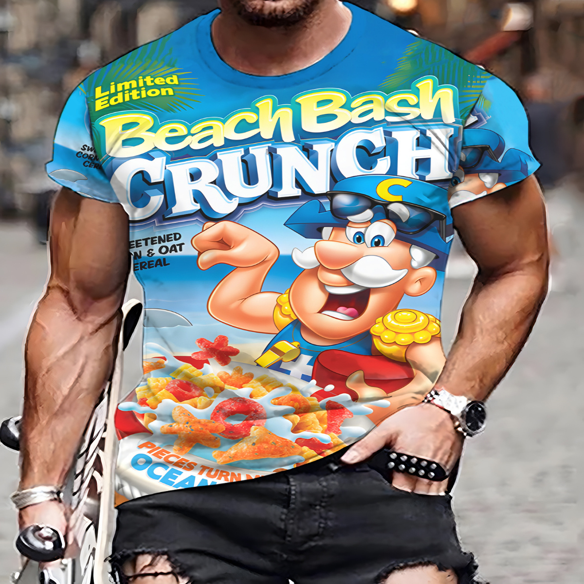 

Men's Casual Crew Neck T-shirt With Unique - Soft Polyester, Machine Washable - Summer