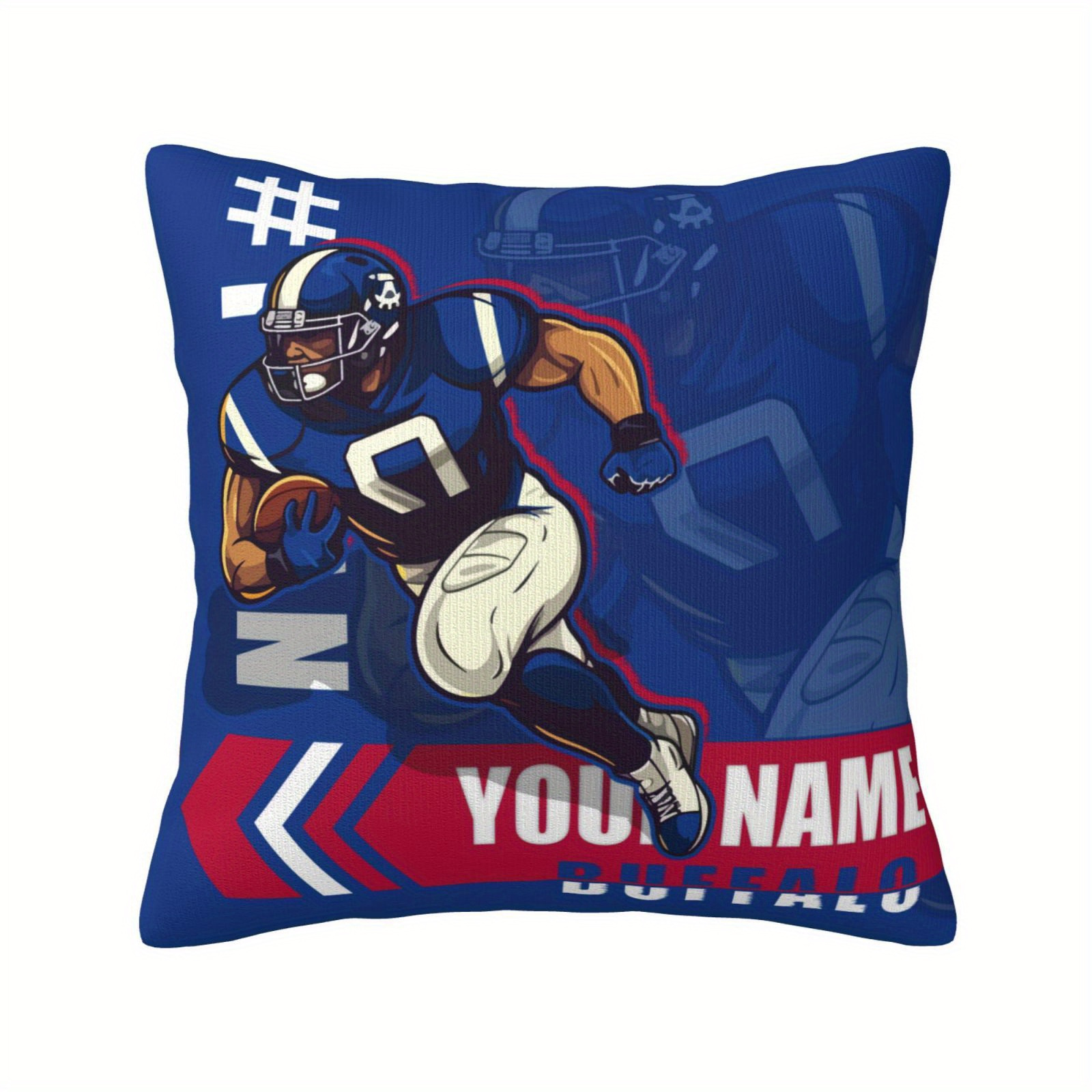 

Customizable Buffalo Sports Pillow Cover, 18x18 Inches, Knitted Polyester, Square Throw For Bedroom & Living Room Decor, Personalized Football Home Decor