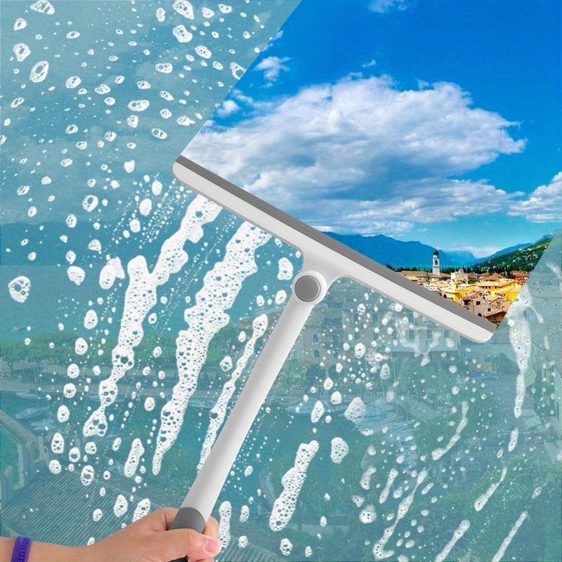 

360° Rotatable Shower Squeegee With Silicone Holder – Glass And Mirror Cleaner For Bathroom, Ergonomic White Handle, Ideal For Window And Scenic Cleaning, Bathroom Cleaner