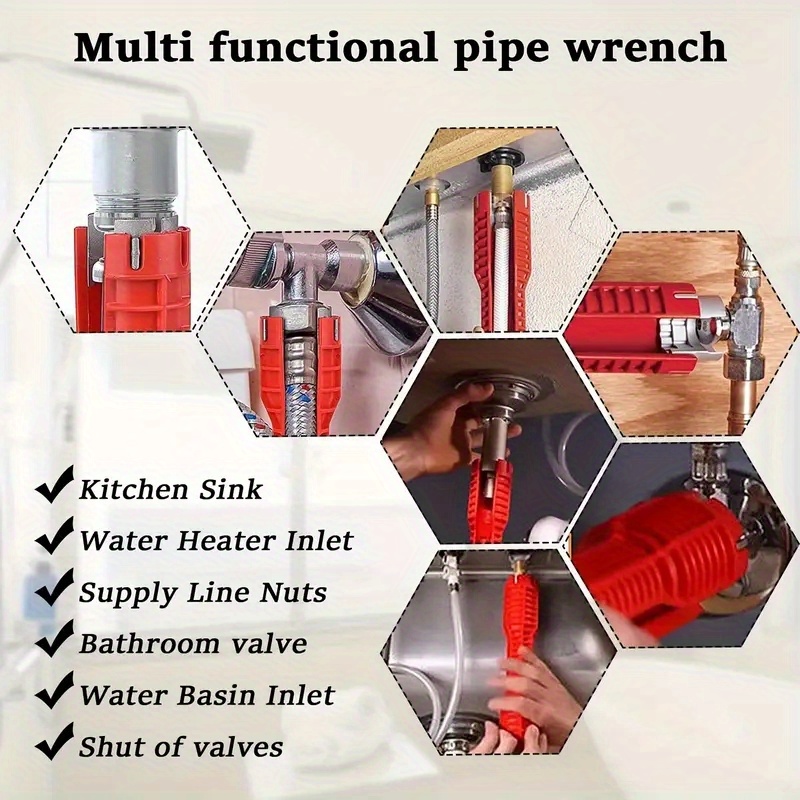 8 in 1 sink wrench faucet and sink installation tool multifunctional plumbing tool pipe extractor for sink bathroom kitchen toilet plumbing valentine tools plumbing tools tools for men   fathers day gift essential plumbers Product details 8