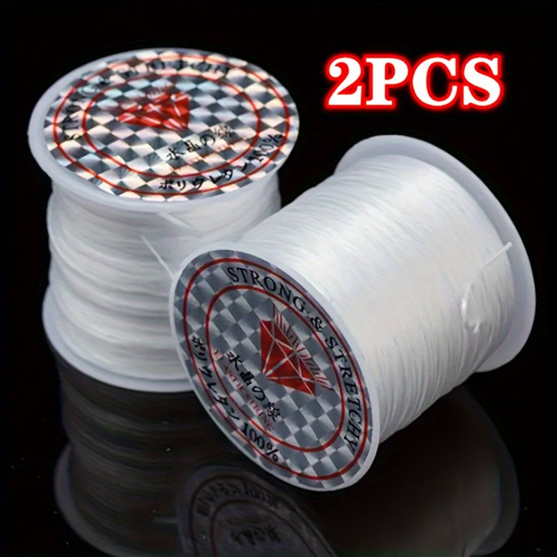 2pcs*393.7 Inch 0.8mm Elastic Elastic Bead Rope For Diy Bracelet Necklace Handmade Crafts Jewelry Making Supplies