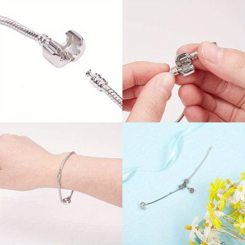 6pcs 2 styles snake chain charm bracelet for bead charms adjustble charm bracelet color snake chain lobster clasp bracelet jewelry making supplies craft