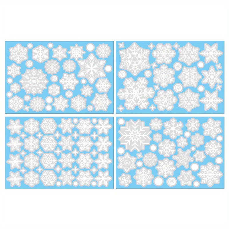 Image of 4sheets/ Set, 137pcs Snowflake Window Stickers, Christmas Decorations, Winter Door Background Decoration, White Snowflake Electrostatic Glass Stickers