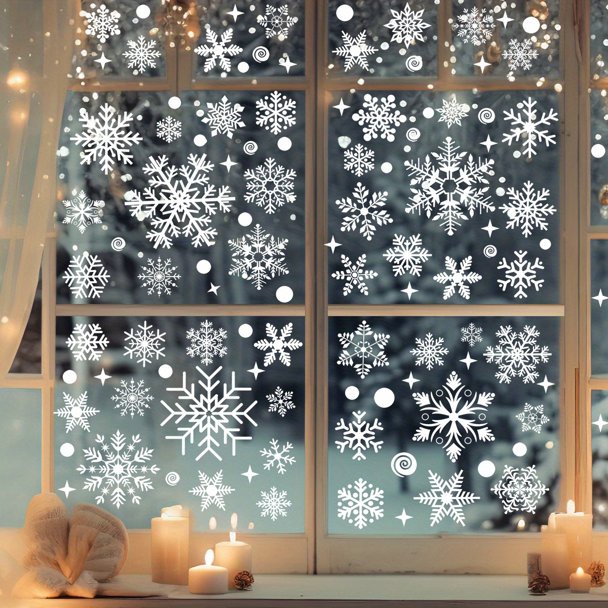 

137pcs Window Clings Set - 4 Sheets, Pvc Stickers For Christmas & Winter Decor, No Power Needed, Door Background Decoration, Glass Stickers, Christmas Decor