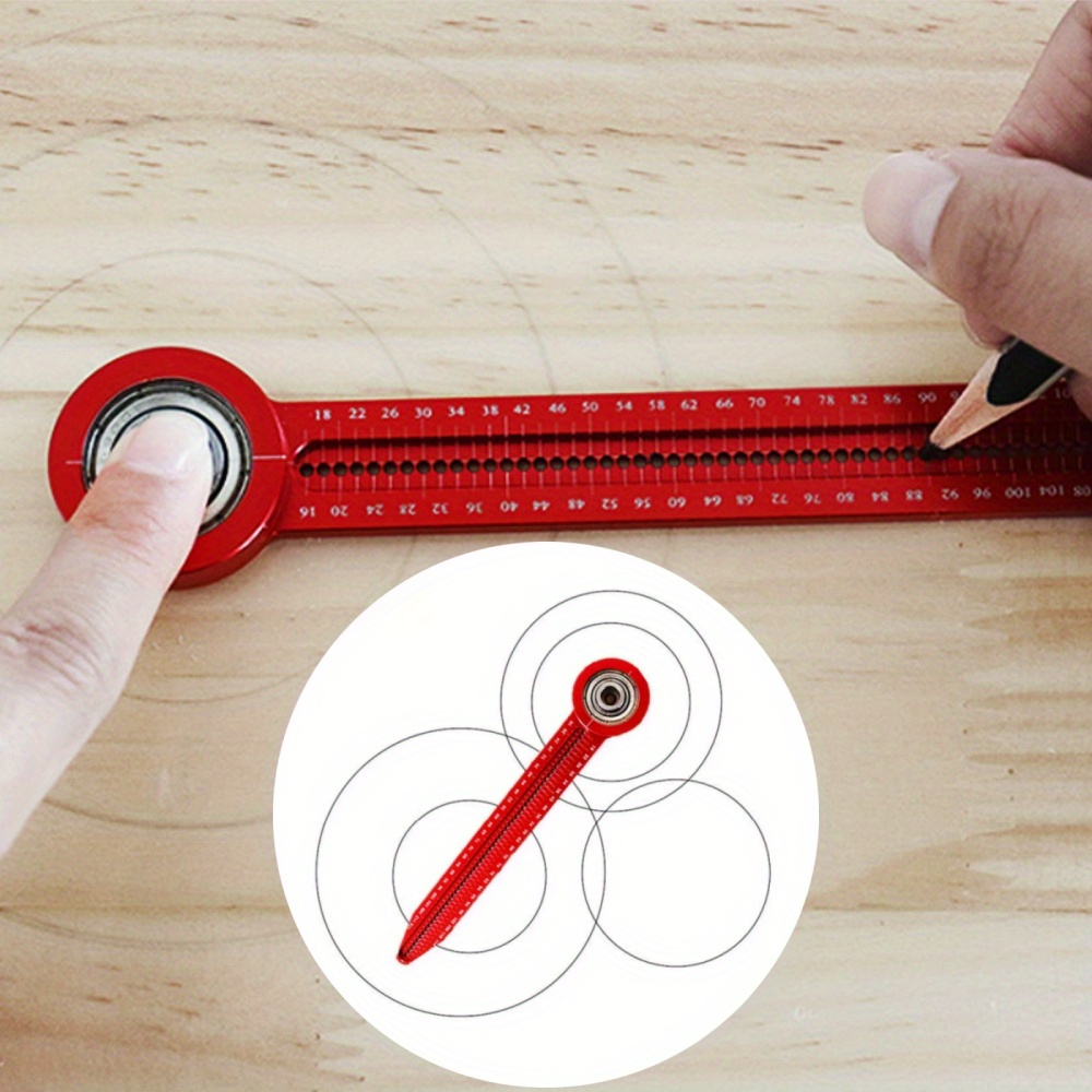 

Precision Maker - Woodworking Gauge Carpentry Drawing Compass Aluminum Hole Ruler Portable Compass Marking Measurement Tool