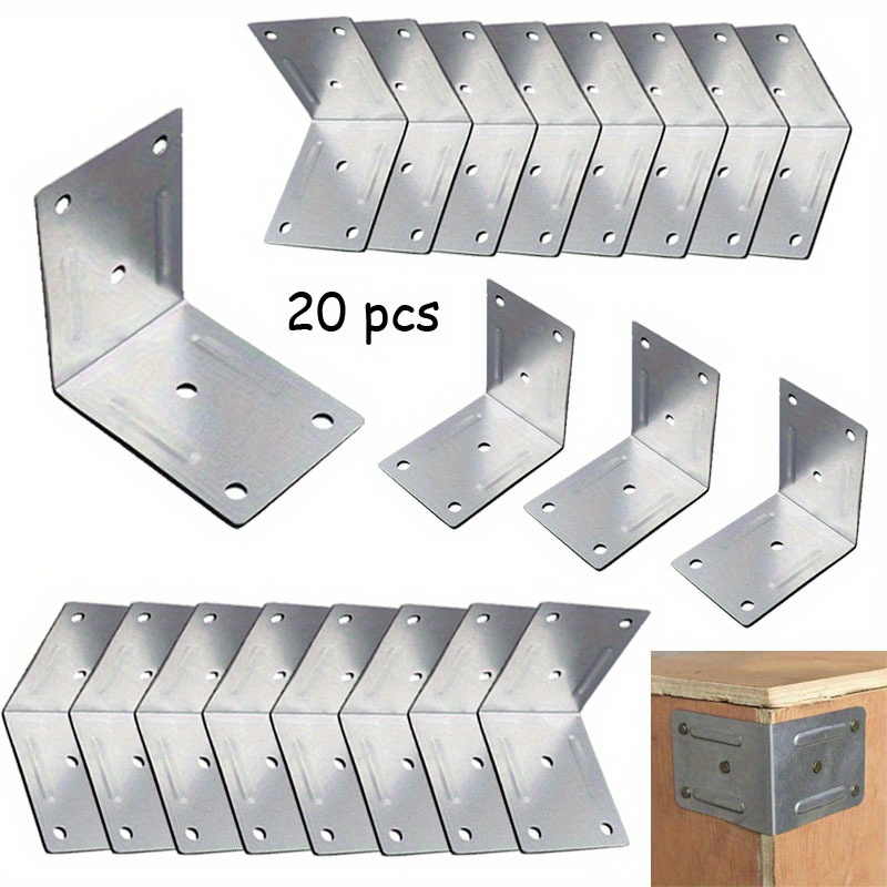 

20pcs Heavy Duty Stainless Steel Flat Corner Braces - Metal Repair Plates For Wood Shelves & Connectors