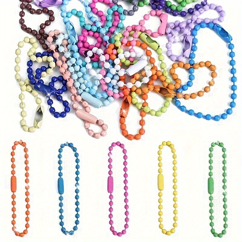 

100pcs Vibrant Metal Ball Bead Keychains With Connectors - & Craft Supplies - , Adjustable Chains For Gifts