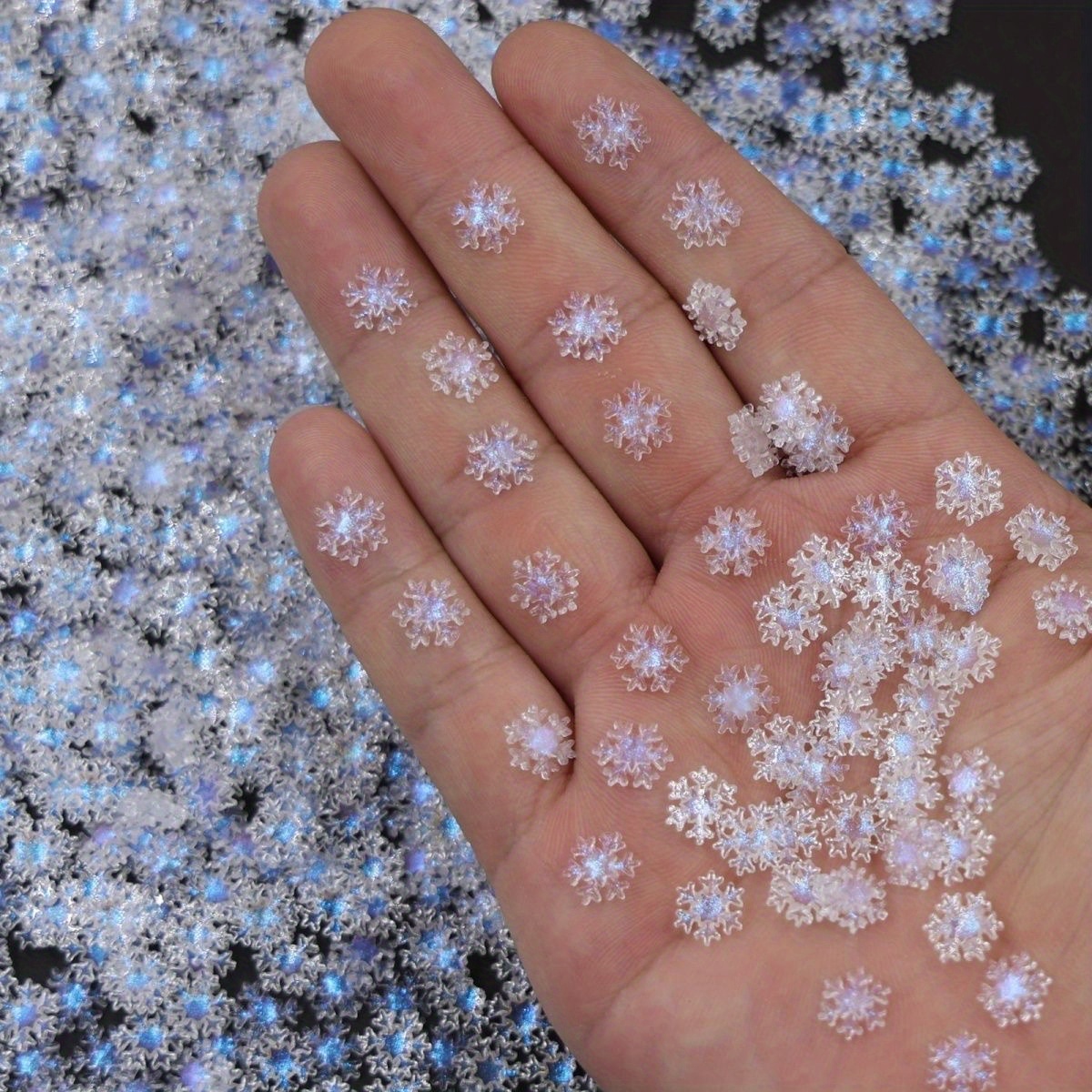 

30pcs Glitter Snowflakes Embellishments - Mixed Color Winter Themed Crafts, Nail Art Diy, Christmas Scrapbooking, Party Decor And Cake Accessories