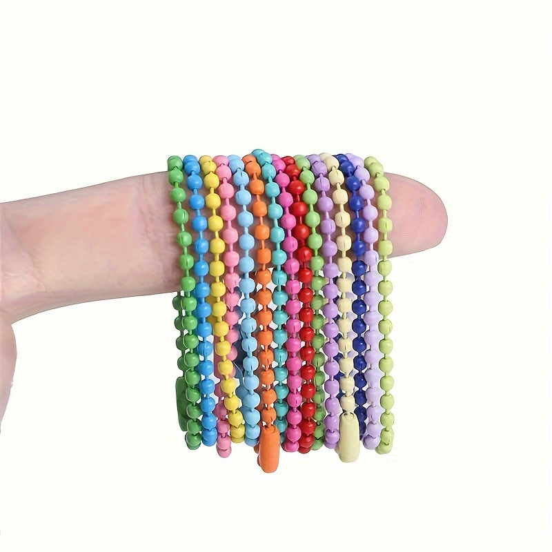 TEMU 10pcs Of Colorful Ball And Bead Keychains - Durable Metal Chain With Connectors, Suitable For And Handicrafts, Adjustable Length