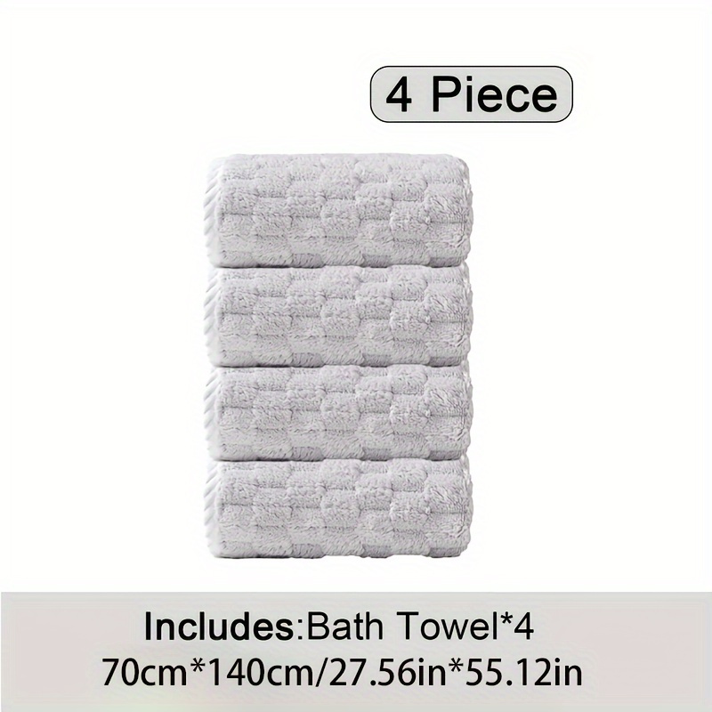 TEMU 2pcs Serviettes de bain de couleur aléatoire, Série de 4 serviettes de bain en gaufrée, Serviettes de spa et de gym en microfibre