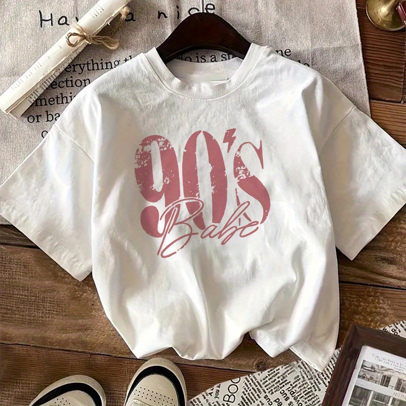 

90's Letter T-, Top For Summer & , Women's Clothing