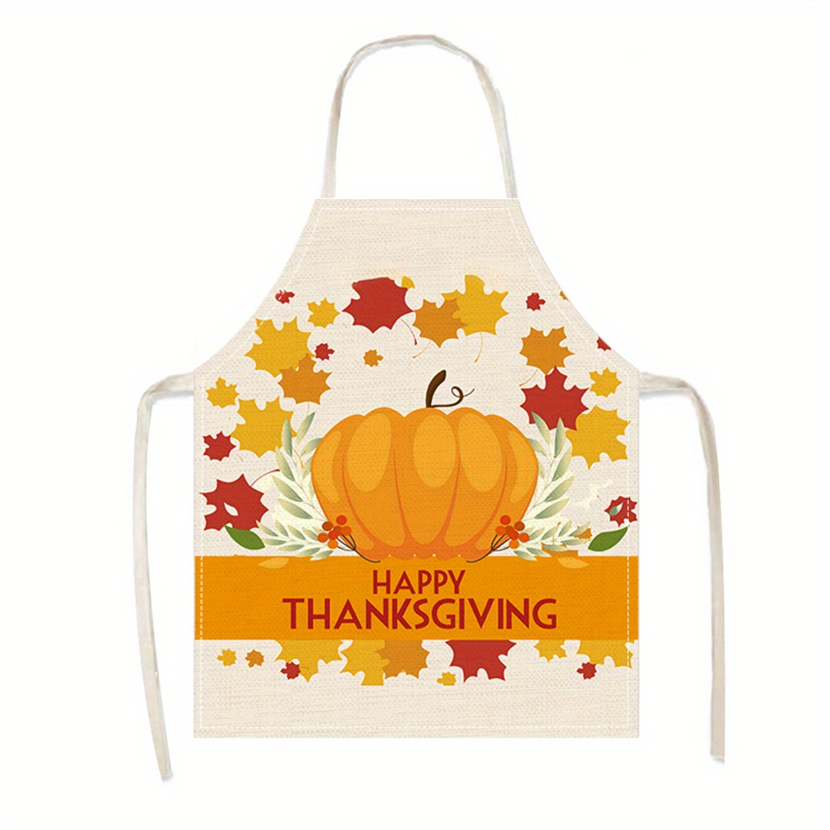 

Thanksgiving Apron 1-pack - Woven Polyester Cooking Apron With Autumn And Pumpkin Print For Home, Chefs, And Restaurant Staff, Kitchen Accessory 21.65x26.77 Inches