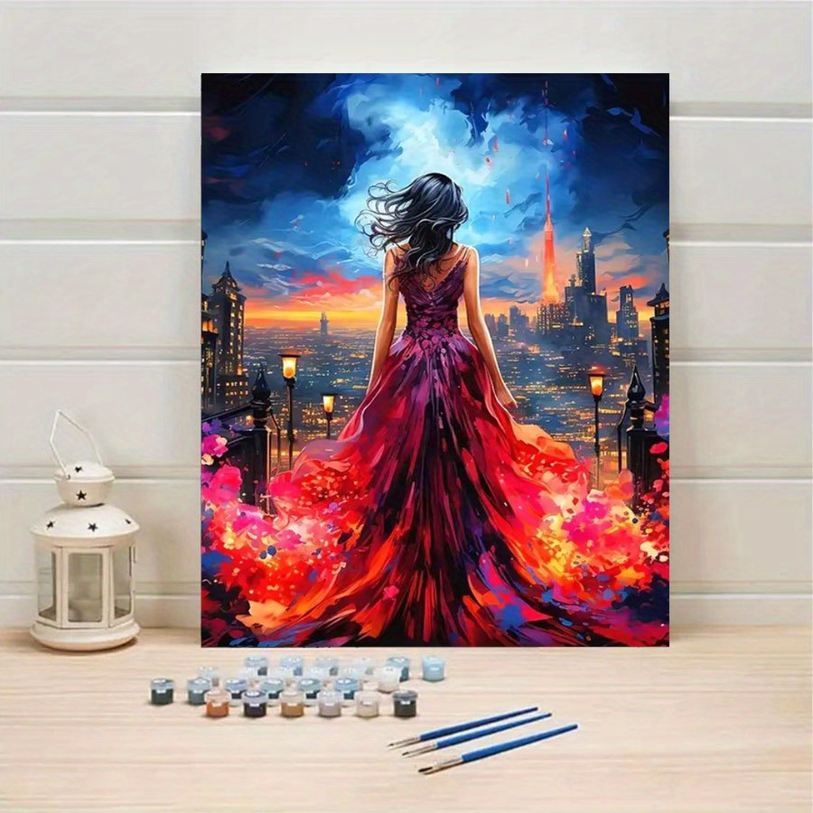 

Kit de Peinture par Numéros DIY - Design Femme en Robe Rouge | Ensemble d'Art sur Toile Artisanal pour la Décoration de | Cadeau pour Anniversaires, Fêtes & Spéciales | Cadre 15.74x19.68 pouces