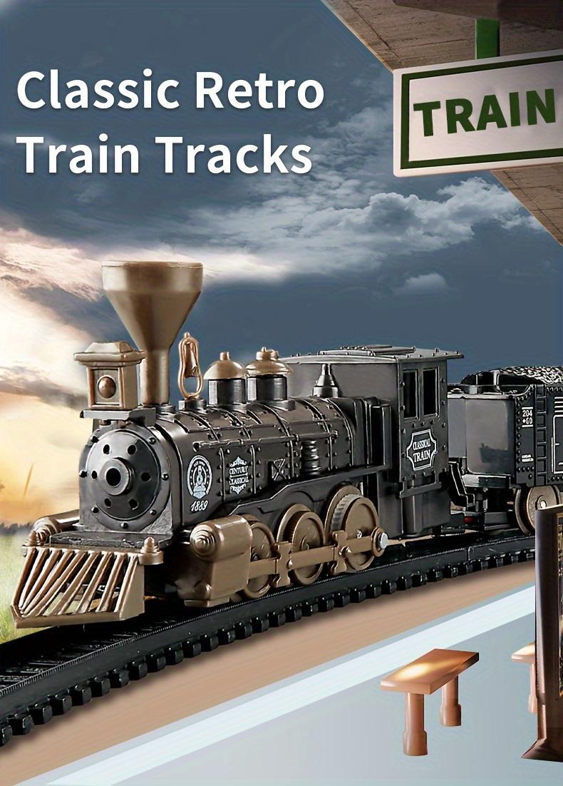 classic electric toy train set with 2   tracks battery operated non rechargeable aa     christmas halloween thanksgiving gifts details 0