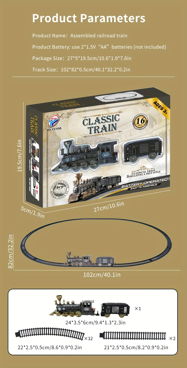 classic electric toy train set with 2   tracks battery operated non rechargeable aa     christmas halloween thanksgiving gifts details 5