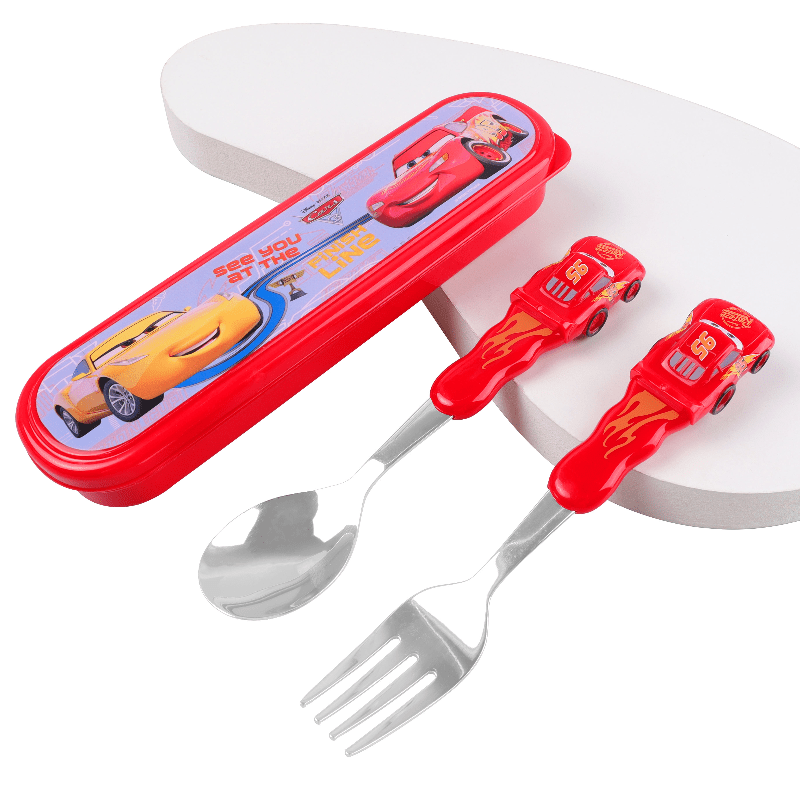 cars   stainless steel fork and spoon set with box cartoon cute portable reusable tableware kawaii home and   supplies camping accessories christmas birthday gift Product details 4