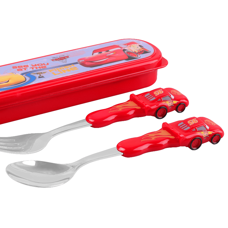 cars   stainless steel fork and spoon set with box cartoon cute portable reusable tableware kawaii home and   supplies camping accessories christmas birthday gift Product details 5