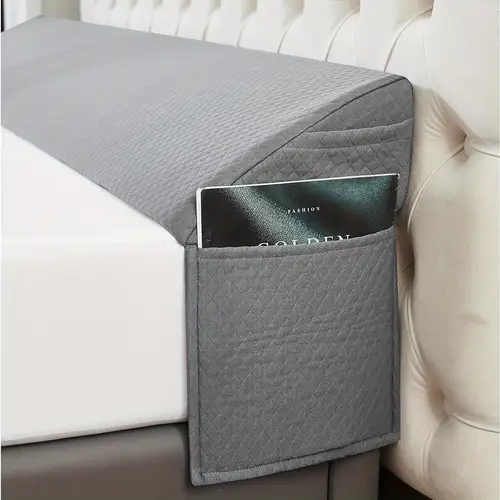 breathable bamboo polyester bed wedge pillow gray quilted headboard filler for 0 6 mattress height removable cover with smooth zipper twin to king sizes