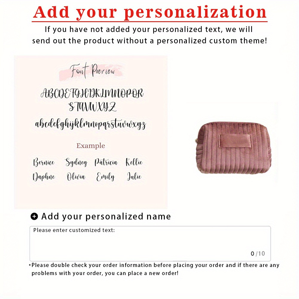 TEMU 1pc Personalized Custom Makeup Bags, Personalized Bridesmaid Gifts, Wedding Gifts, Travel Toiletry Bags, Makeup Bags, Bridal Party Gifts, Hen