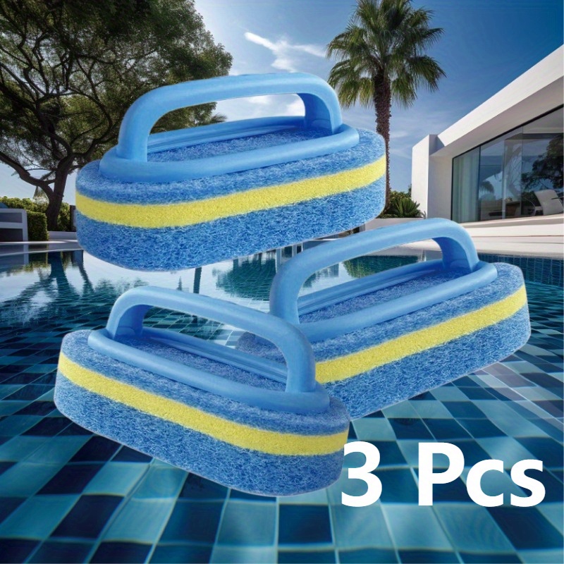 

3 Pcs Pool Cleaning Brushes - Manual Non-electric Polypropylene Grip Handle Sponge Scrubbers For Pool Walls & Tiles With Accessory Handle