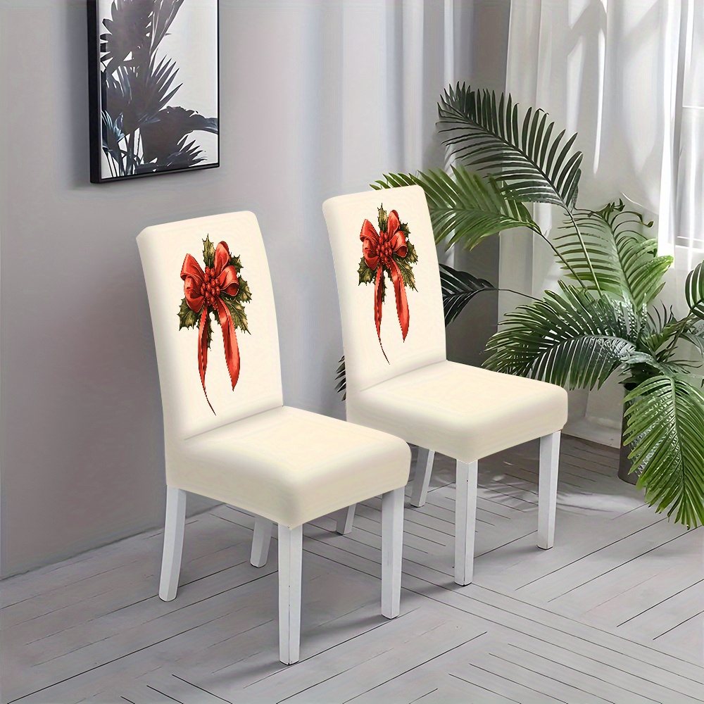 

2pcs/4pcs/6pcs, Home Chair Protector, Christmas Decorative Printed Chair Cover, Chair Cover, And Comfortable Seat Cover, Dustproof Chair Cover, Restaurant And Living Room Chair Cover