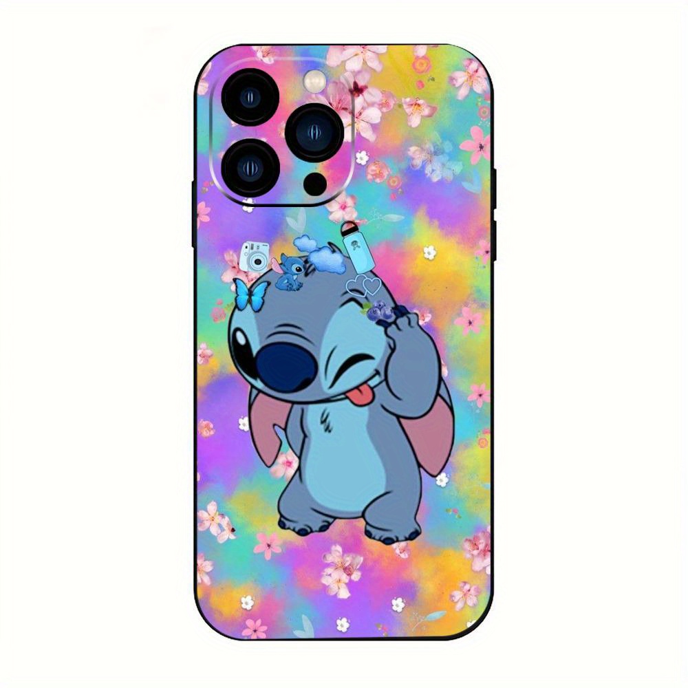 jit stitch cartoon black tpu phone case for iphone 11 12 13 14 15 pro max and shockproof with lens protection 0