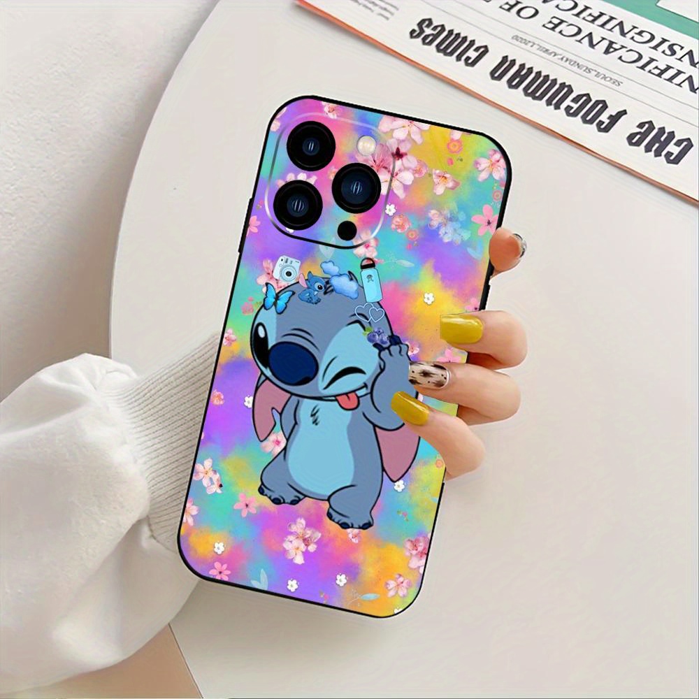 jit stitch cartoon black tpu phone case for iphone 11 12 13 14 15 pro max and shockproof with lens protection 3