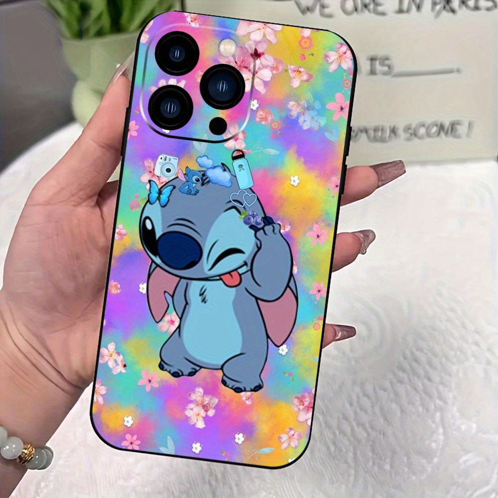 jit stitch cartoon black tpu phone case for iphone 11 12 13 14 15 pro max and shockproof with lens protection 2