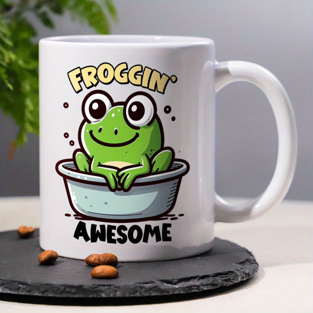 

1pc, Awesome, Funny Frog Coffee Cup Mug, 11oz Novelty Ceramic Mug, Best Double Sided Mug, Gift Mug, Birthday Gift, Christmas Gift, New Year Gift, Thanksgiving,