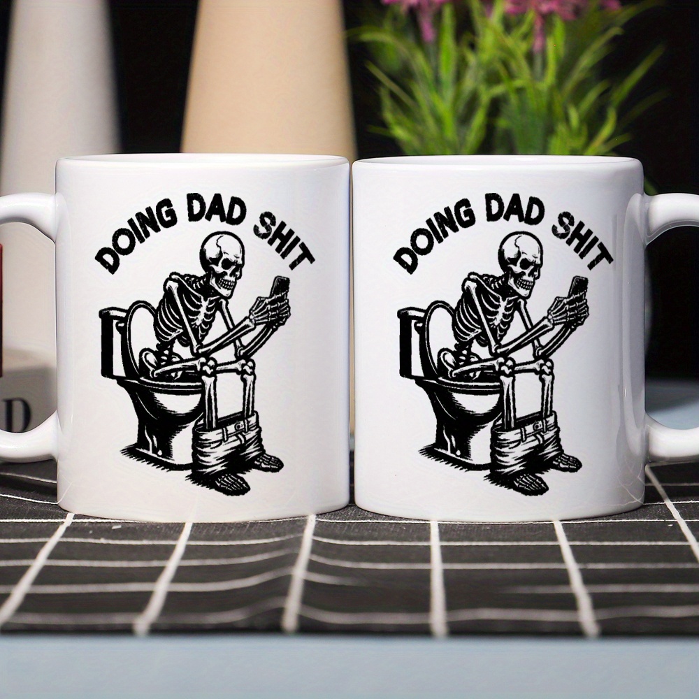 1pc funny skull doing dad   11oz ceramic coffee mug humorous skeleton design perfect gift for fathers day birthdays christmas halloween thanksgiving and more 7