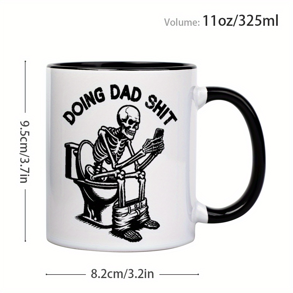 1pc funny skull doing dad   11oz ceramic coffee mug humorous skeleton design perfect gift for fathers day birthdays christmas halloween thanksgiving and more 4