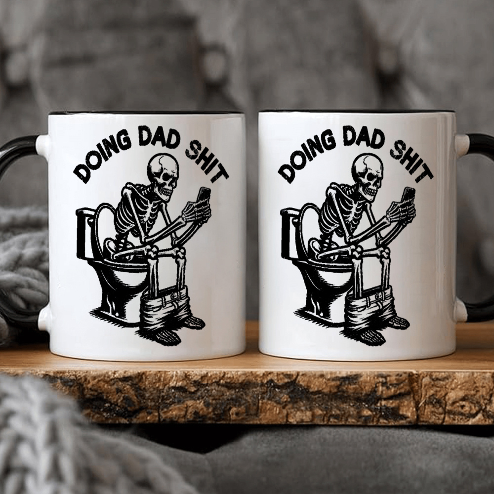 1pc funny skull doing dad   11oz ceramic coffee mug humorous skeleton design perfect gift for fathers day birthdays christmas halloween thanksgiving and more 8