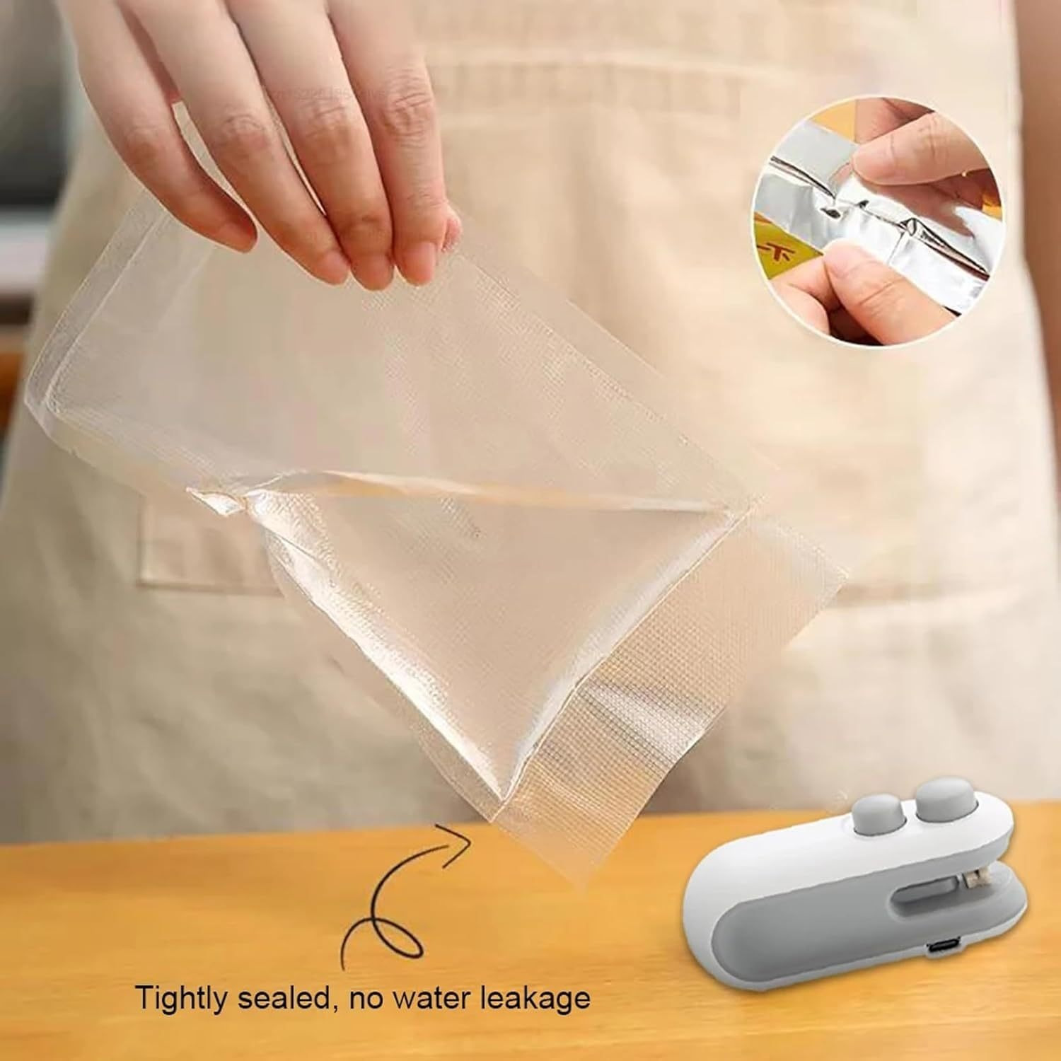 2pack 6 mini bag sealer with cutter and magnet 2 in 1 mini bag resealer portable handheld vacuum food storage sealer usb rechargeable sealer for plastic bags snacks and food storage white details 4