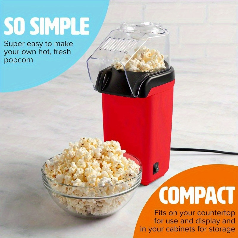 

1pc Popcorn Maker, 8-cup Hot Air Popper With Butter Warmer, Fast And Easy, Includes Measuring Cup, 110v-130v Us Plug, No Battery Required