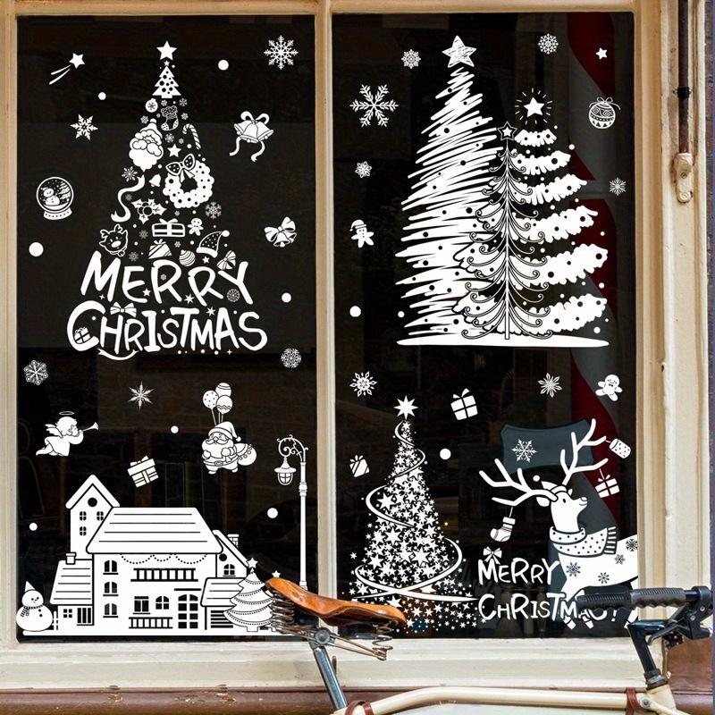 Christmas Window Clings Decals - Reusable Electrostatic Pvc Stickers With Santa, Reindeer, Tree Designs - Holiday Decorations For Glass Surfaces
