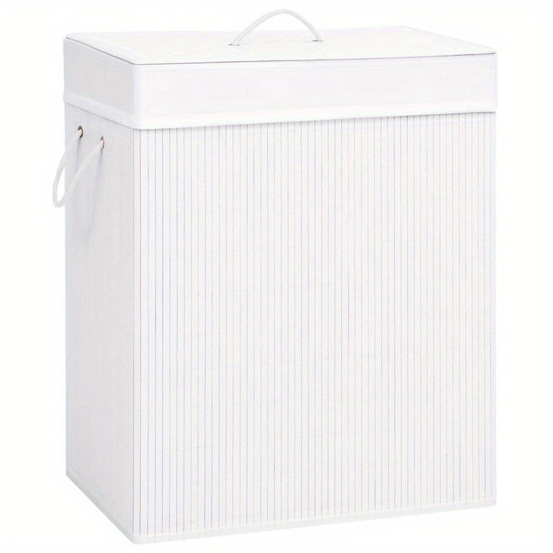 

Panier à linge avec 2 sections bambou blanc 100 L