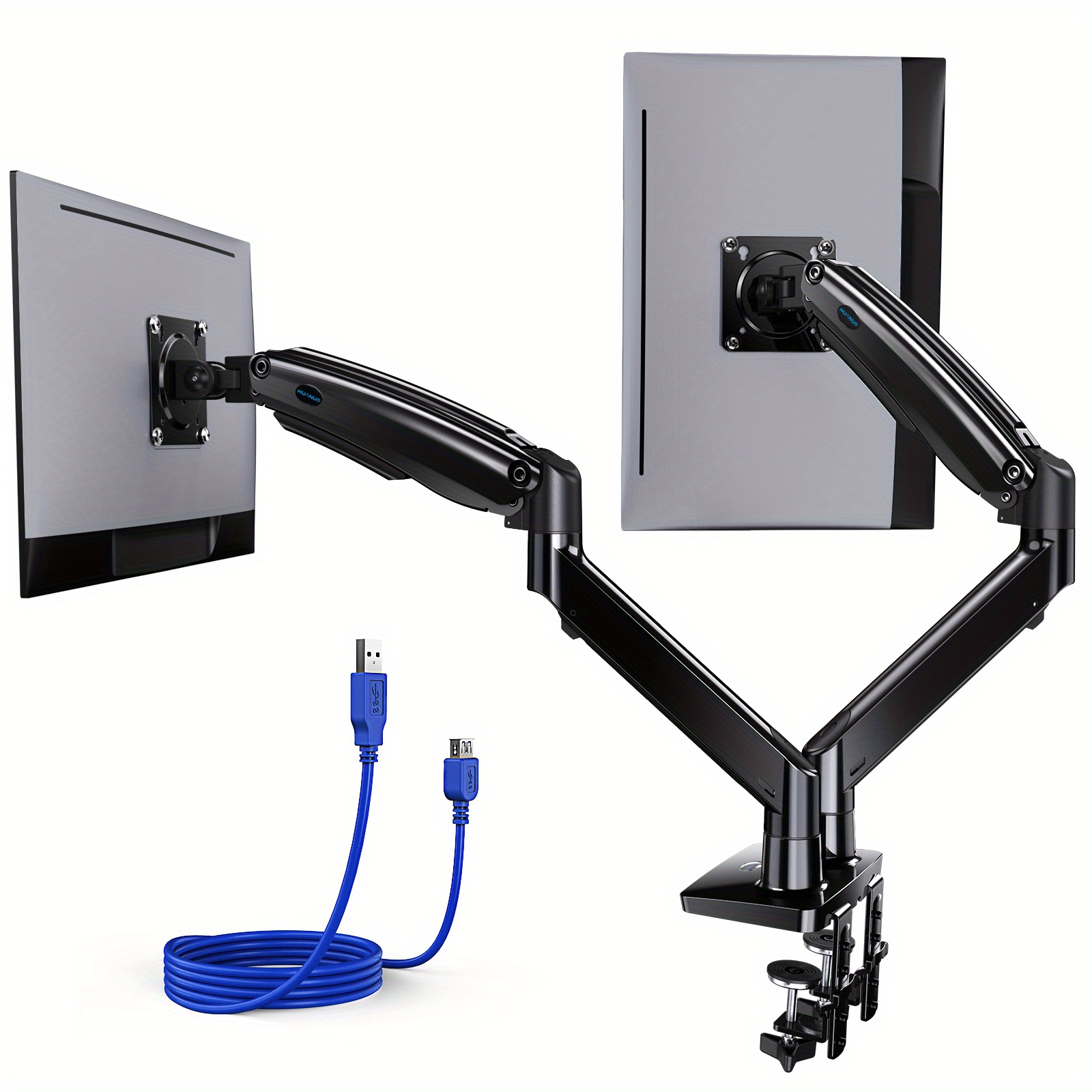 

Dreamsmith Black 35 Inch Screens Dual Monitor Arm Holds 26.48 Lbs, Computer Monitor Stand, Upgraded Adjustable Monitor Mount With Usb, C-clamp & Grommet Base, Or 100x100mm