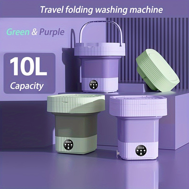 

10l Mini Portable Folding Washing Machine, High-efficiency Wave Wheel, Square Shape, 110-130v Us Plug, Ideal For Travel, Camping, Rv, Family Use, Stain Removal For Socks, Underwear,