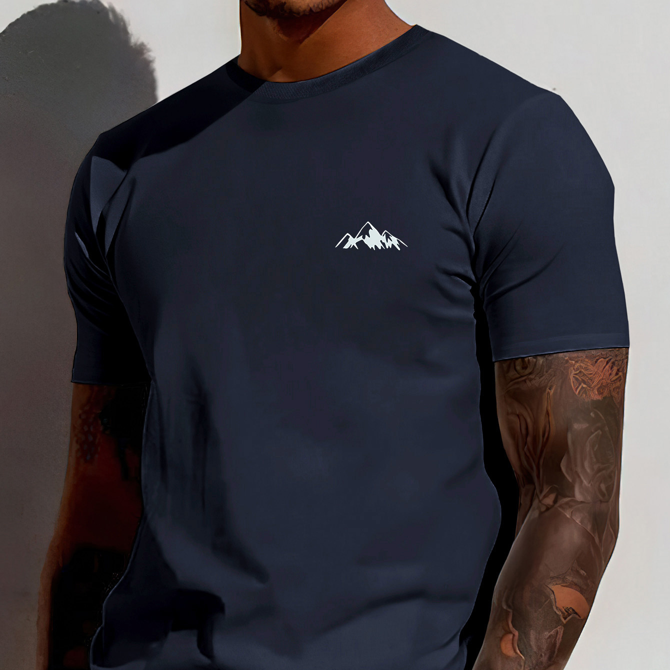 

The Snow Capped Mountains And Are With Exquisite Small Icons For And Fashion Trends Print Tee Shirt, Tees For Men, Casual Short Sleeve T-shirt For Summer