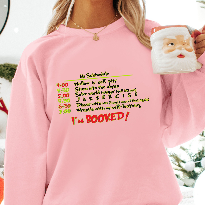 

Women's Festive Christmas Schedule Print Pullover Sweatshirt - Cozy Polyester, Crew Neck, Long Sleeve - Fall & Winter, Christmas Sweatshirt, Christmas, Women's Sweater, Autumn-winter, Printed