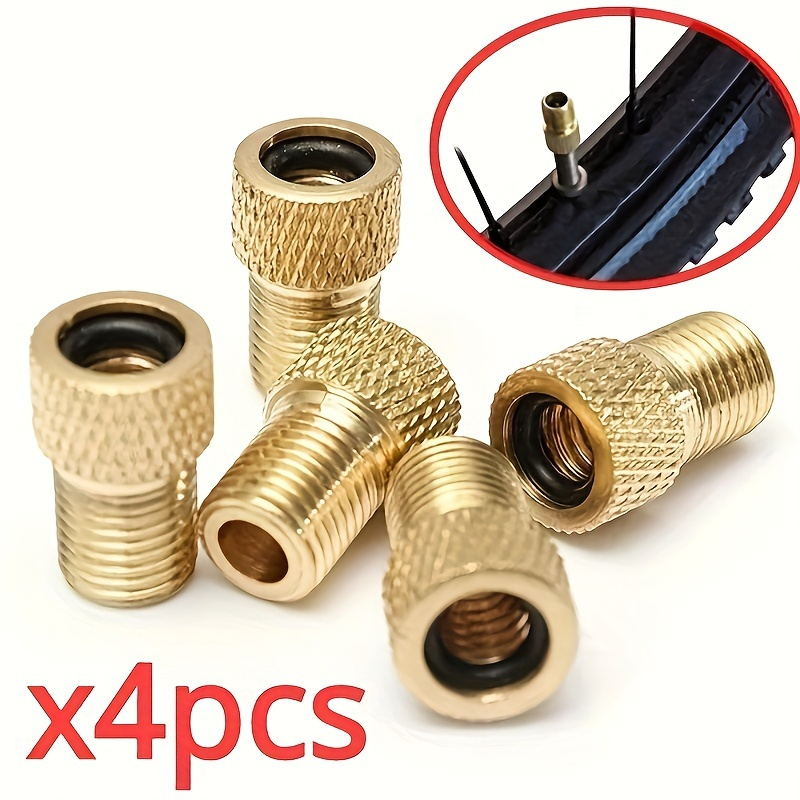 4-pack Copper To Schrader Valve Adapter Set For Bicycles, French To American Nozzle For Bike Pump, Bronze Alloy Bike Tire Valve