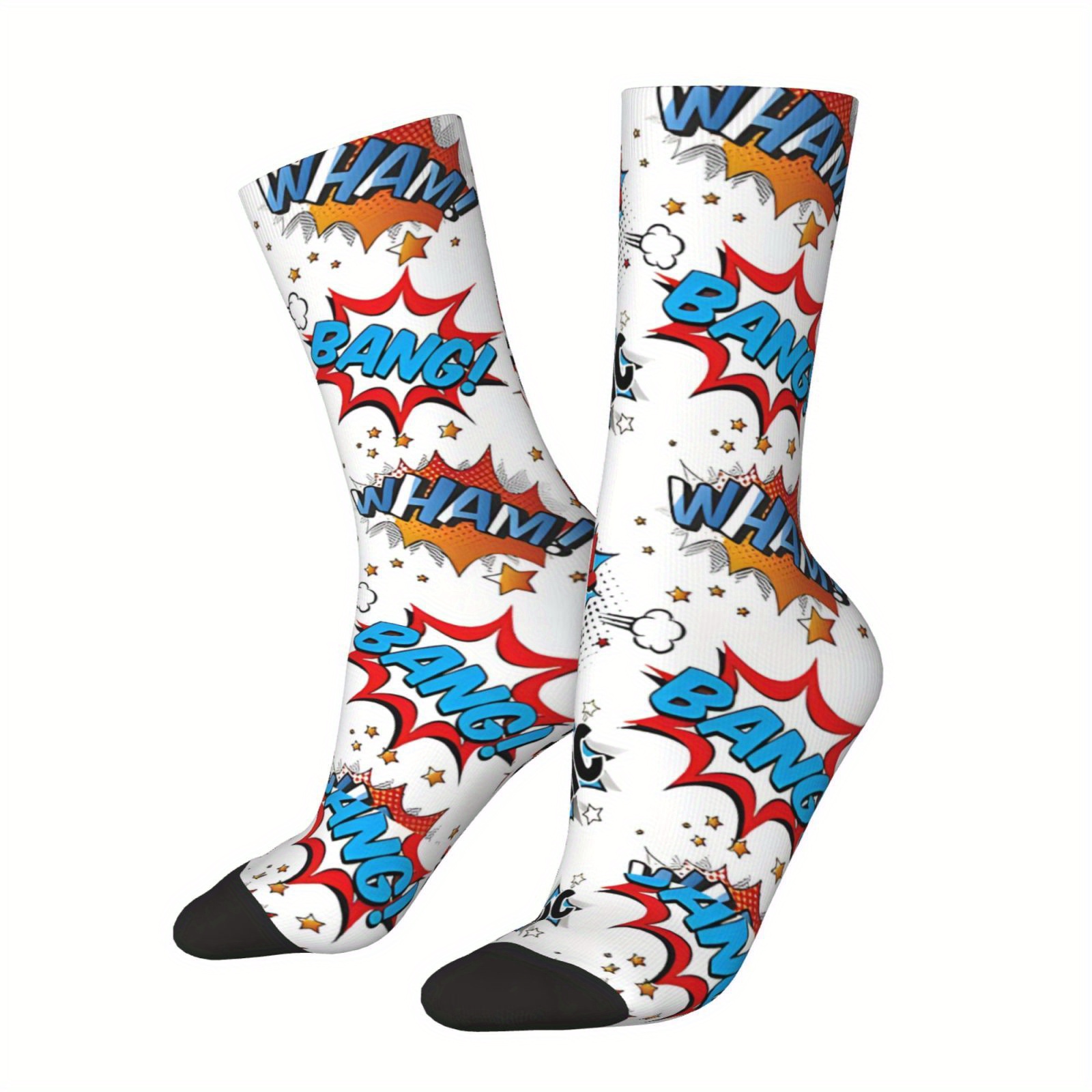 

Hip Hop Socks - Superhero Cartoon Print, Seamless, Fun Novelty Crew Socks For Men & Women