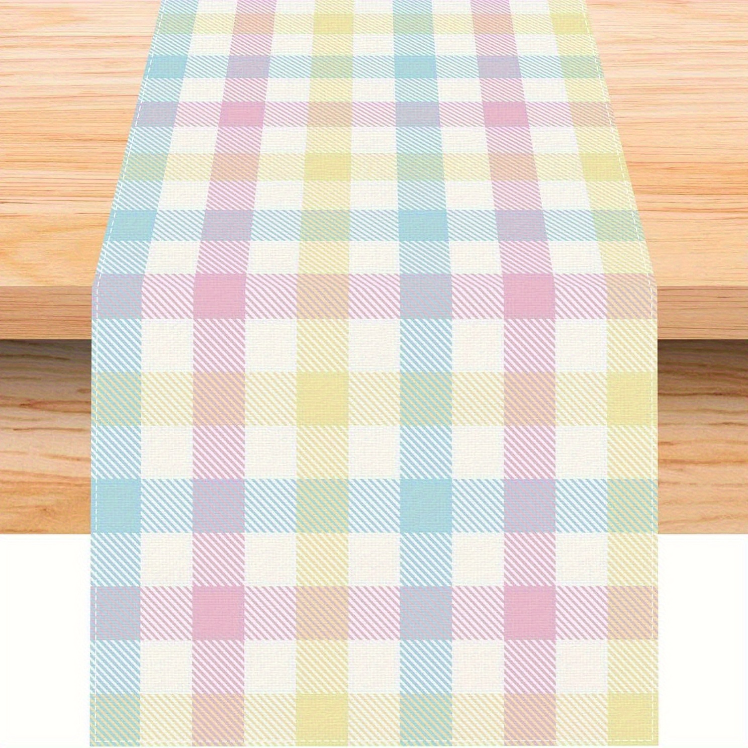 

Spring Pastel Table Runner 13x72 Inch - Woven Polyester, Rectangular Pattern, Ideal For Home, Kitchen, Dining Room Easter Decor, Holiday Party & Use - 1pc