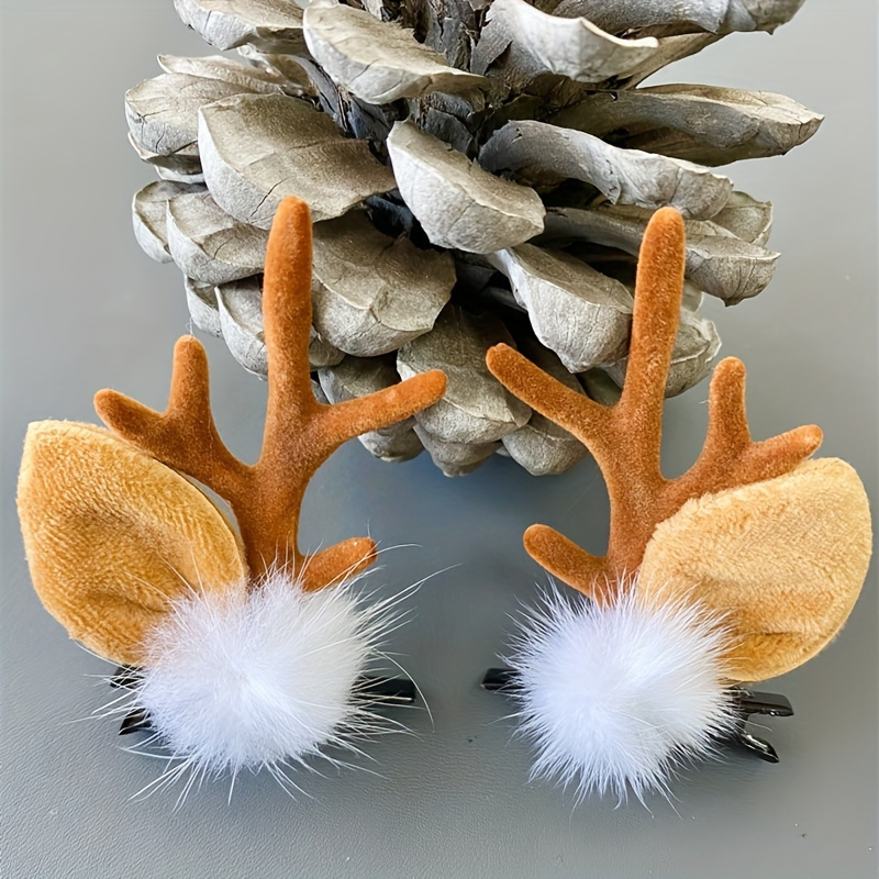 

Sparkling Reindeer Headband With Plush - Cute & Soft Brown Christmas Hair Accessory For Adults, Holiday Decor & Home