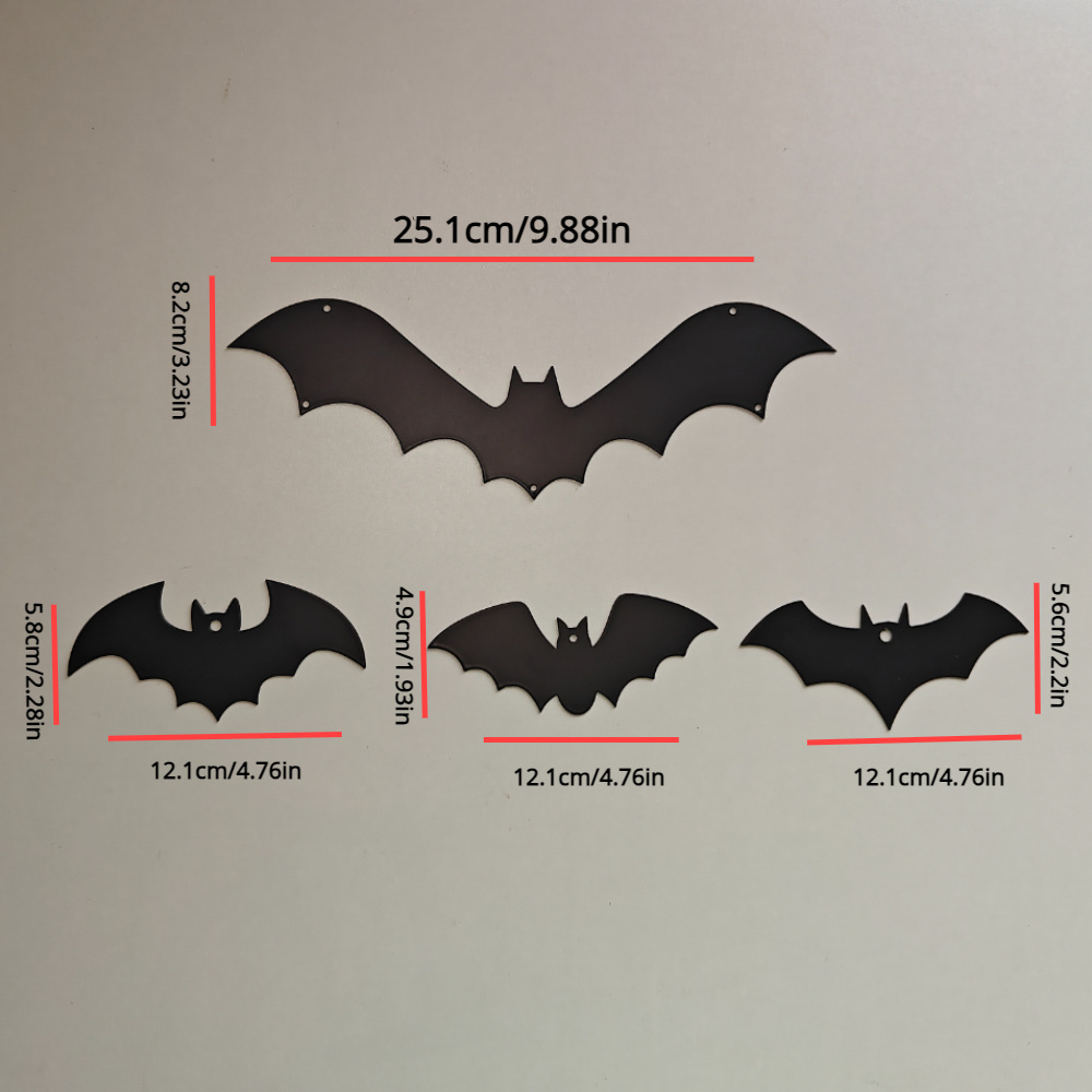 Image of 1 Set Bat Metal Logo, Metal Wind Chime, Halloween Decoration, Garden Decoration, Outdoor Decoration, Iron Pendant